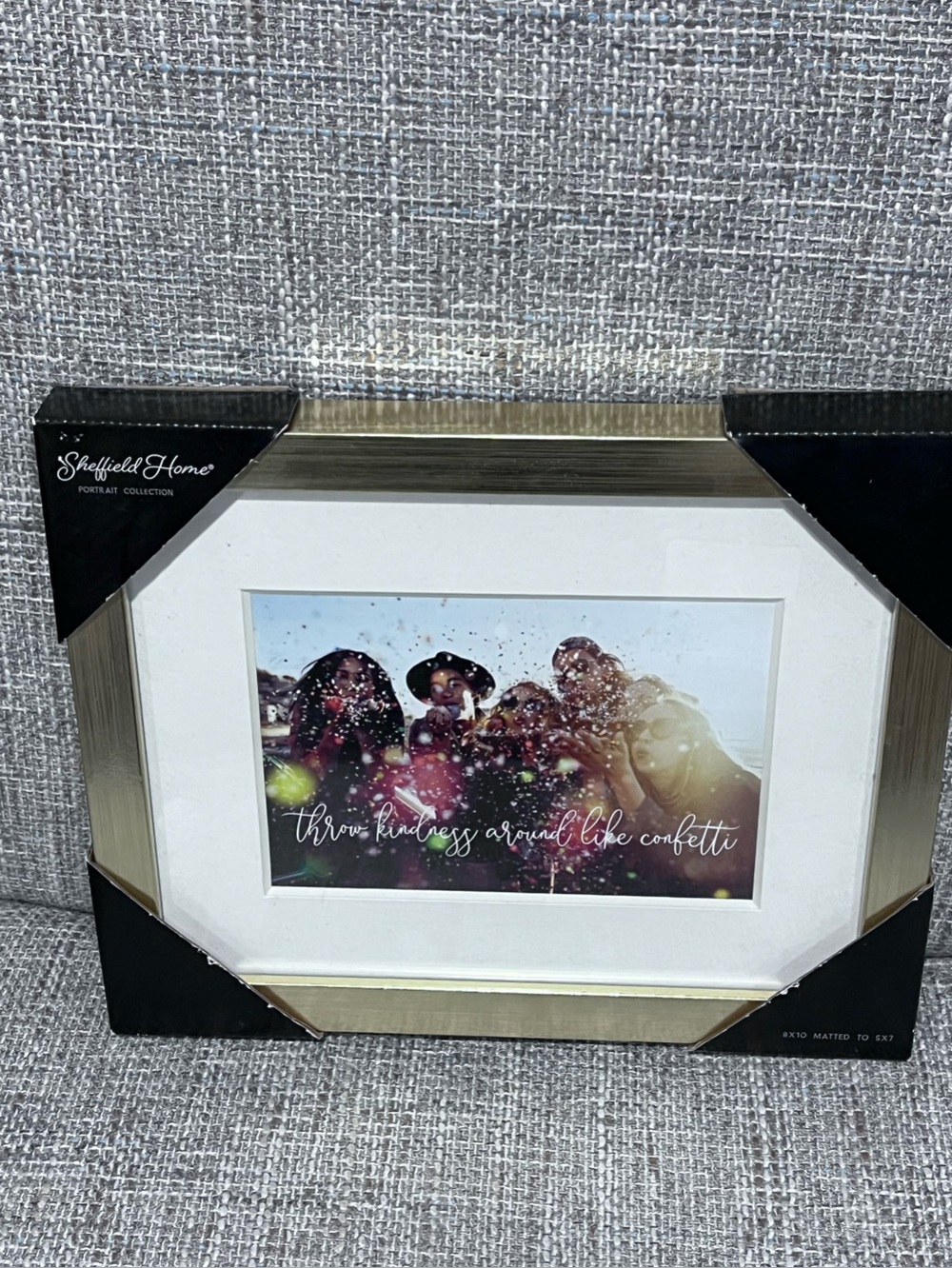 Sheffield Home Gold and White Wood Picture Frame with Mat